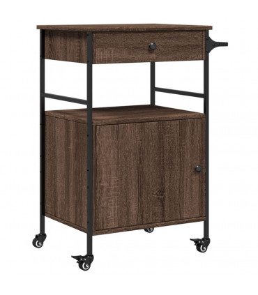 vidaXL Kitchen Trolley Brown Oak 56x43x89.5 cm Engineered Wood