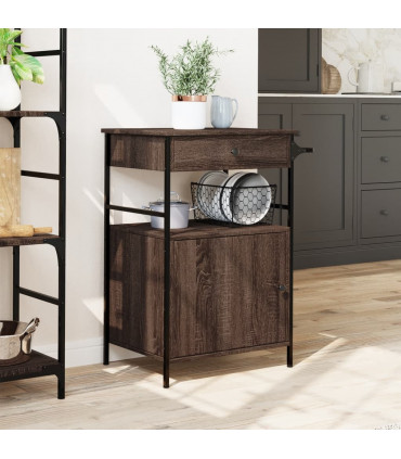 vidaXL Kitchen Trolley Brown Oak 56x43x89.5 cm Engineered Wood