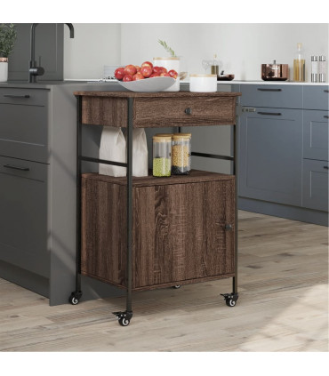 vidaXL Kitchen Trolley Brown Oak 56x43x89.5 cm Engineered Wood