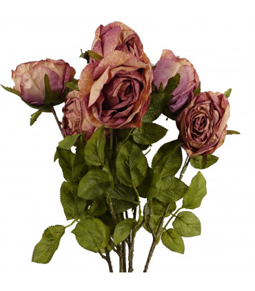 Pack of 6 x 70cm Artificial Dark Pink Rose