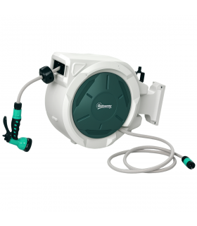 Outsunny Retractable Hose Reel Wall Mounted with Lock, Light Grey