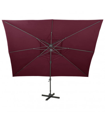 Cantilever Umbrella with Double Top Bordeaux Red 400x300 cm