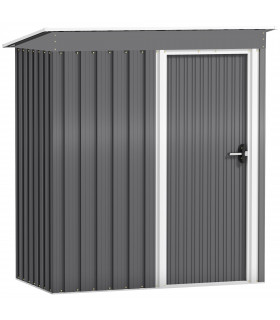 Outsunny 5 x 3ft Garden Storage Shed Sliding Door Sloped Roof Tool, Grey