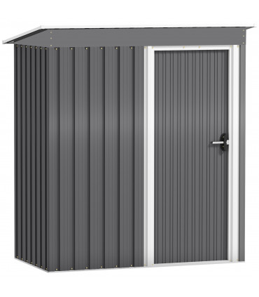 Outsunny 5 x 3ft Garden Storage Shed Sliding Door Sloped Roof Tool, Grey