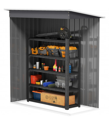 Outsunny 5 x 3ft Garden Storage Shed Sliding Door Sloped Roof Tool, Grey