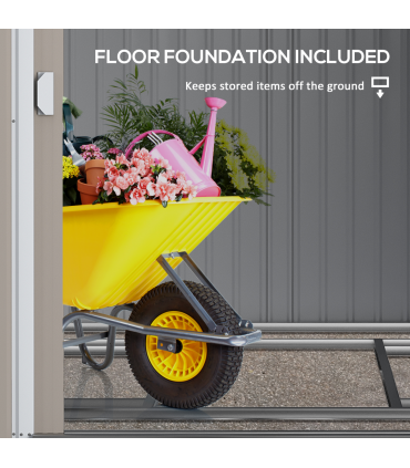 Outsunny 5 x 7FT Garden Shed with Foundation Lean to Metal Tool Shed White