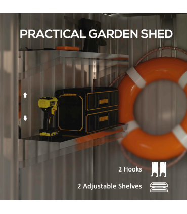 Outsunny 5 x 7FT Garden Shed with Foundation Lean to Metal Tool Shed White