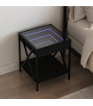 vidaXL Bedside Table with Infinity LED Black 40x40x49 cm