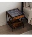 vidaXL Bedside Table with Infinity LED Smoked Oak 40x40x49 cm
