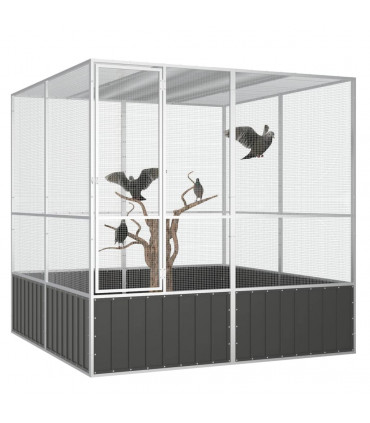 vidaXL Bird Cage Anthracite 213.5x217.5x211.5 cm Galvanised Steel