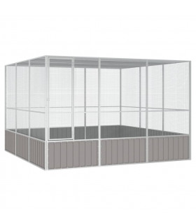 vidaXL Bird Cage Grey 302.5x324.5x211.5 cm Galvanised Steel