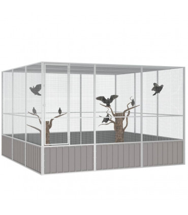 vidaXL Bird Cage Grey 302.5x324.5x211.5 cm Galvanised Steel