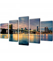 Canvas Wall Print Set Brooklyn Bridge River View 200 x 100 cm
