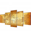 Canvas Wall Print Set World Map 200 x 100 cm