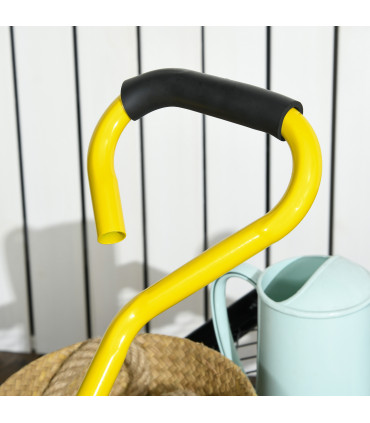 Garden Trolley Cart with Pneumatic Wheels and Rotating Handle, Yellow