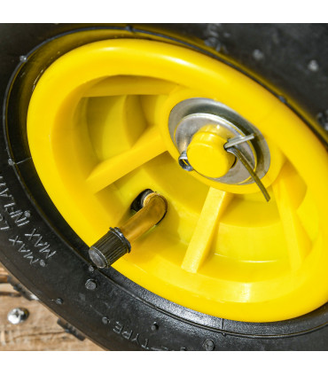 Garden Trolley Cart with Pneumatic Wheels and Rotating Handle, Yellow