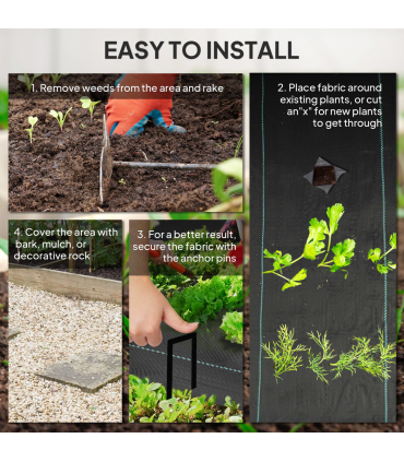 Outsunny 2m x 90m Weed Control Membrane, Heavy Duty Weed Barrier Fabric