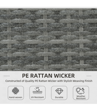 Outsunny 3Pcs Rattan Corner Sofa Set Coffee Table Garden Furniture  w/ Cushion