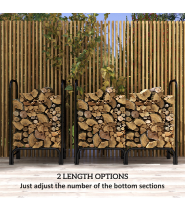 Outsunny 4FT Firewood Rack Holder W/ Canvas Carrier and Oxford Cover, Black