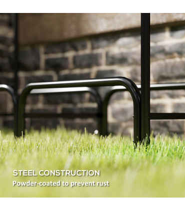 Outsunny 4FT Firewood Rack Holder W/ Canvas Carrier and Oxford Cover, Black