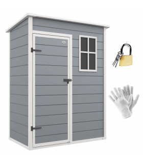 Outsunny 5' x 3' Garden Shed w/ Floor, Lockable Door, Window and Vent, Grey