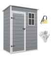 Outsunny 5' x 3' Garden Shed w/ Floor, Lockable Door, Window and Vent, Grey
