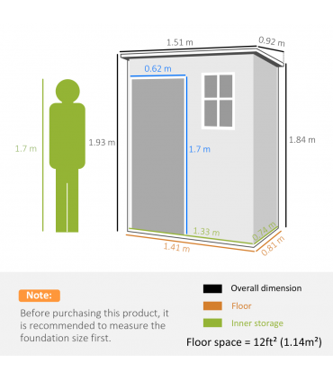 Outsunny 5' x 3' Garden Shed w/ Floor, Lockable Door, Window and Vent, Grey