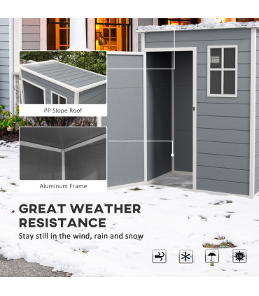 Outsunny 5' x 3' Garden Shed w/ Floor, Lockable Door, Window and Vent, Grey