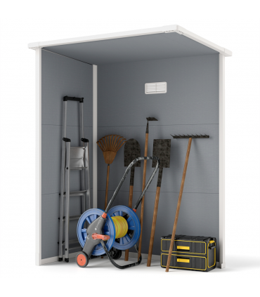 Outsunny 5' x 3' Garden Shed w/ Floor, Lockable Door, Window and Vent, Grey