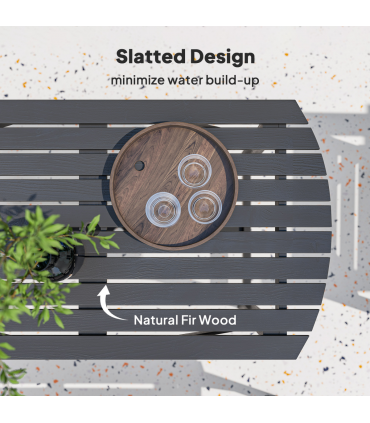 Outsunny 5PC Patio Dining Set Wooden Table and Chairs w/ Umbrella Hole Grey