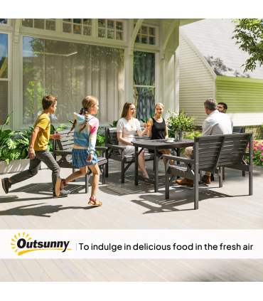 Outsunny 5PC Patio Dining Set Wooden Table and Chairs w/ Umbrella Hole Grey