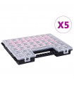 vidaXL Assortment Boxes 5 pcs with Adjustable Dividers 385x283x50 mm Plastic
