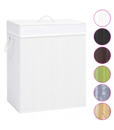 vidaXL Bamboo Laundry Basket White 83 L