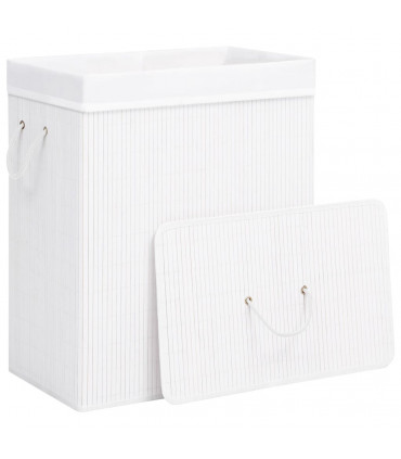 vidaXL Bamboo Laundry Basket White 83 L