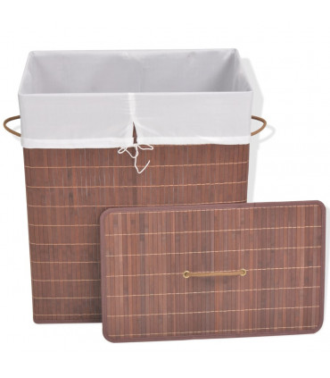 vidaXL Bamboo Laundry Bin Rectangular Brown