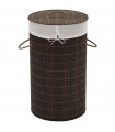 vidaXL Bamboo Laundry Bin Round Dark Brown