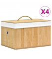 vidaXL Bamboo Storage Boxes 4 pcs