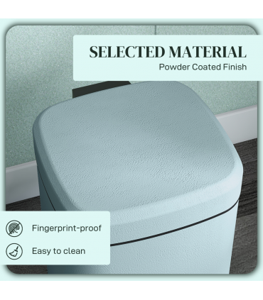 HOMCOM 12L Kitchen Pedal Bin, Metal Rubbish Bin with Soft-close Lid, Light Green
