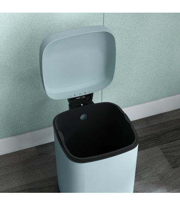 HOMCOM 12L Kitchen Pedal Bin, Metal Rubbish Bin with Soft-close Lid, Light Green