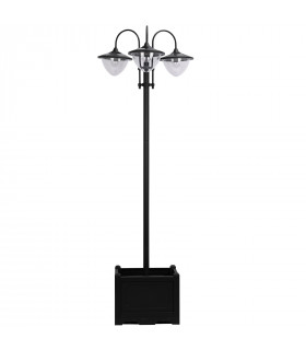 Outsunny 3-head LED Solar Light Lamp Street Light Post with Planter Base, Black