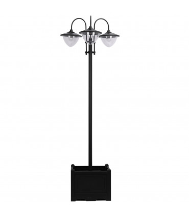 Outsunny 3-head LED Solar Light Lamp Street Light Post with Planter Base, Black