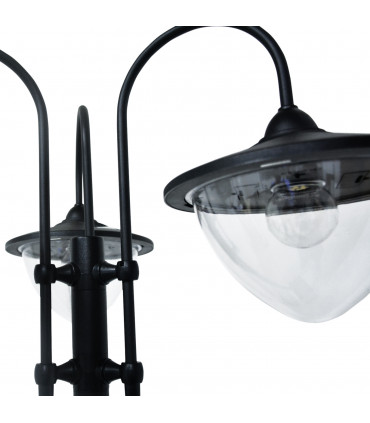 Outsunny 3-head LED Solar Light Lamp Street Light Post with Planter Base, Black