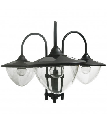 Outsunny 3-head LED Solar Light Lamp Street Light Post with Planter Base, Black