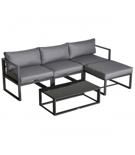 Outsunny 5-Piece Outdoor Patio Set Padded Cushion Coffee Table Aluminum Tube