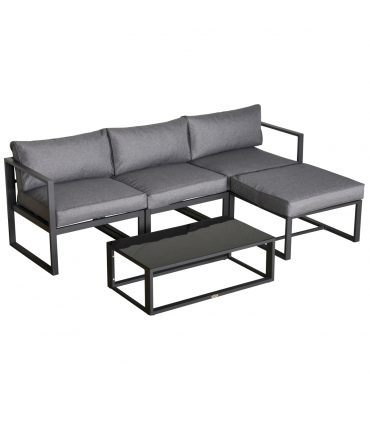 Outsunny 5-Piece Outdoor Patio Set Padded Cushion Coffee Table Aluminum Tube