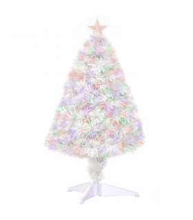 2.5FT Prelit Artificial Tabletop Christmas Tree with Fibre Table and Desk White