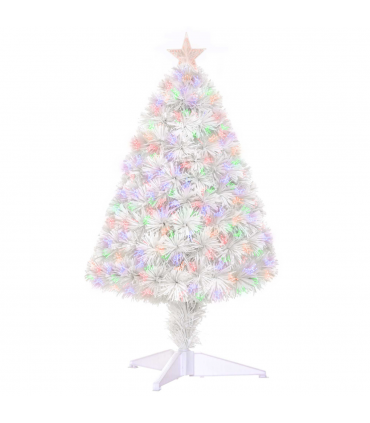 2.5FT Prelit Artificial Tabletop Christmas Tree with Fibre Table and Desk White