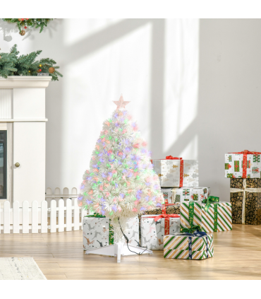 2.5FT Prelit Artificial Tabletop Christmas Tree with Fibre Table and Desk White