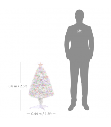 2.5FT Prelit Artificial Tabletop Christmas Tree with Fibre Table and Desk White