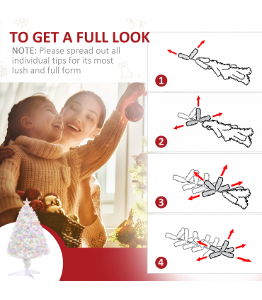 2.5FT Prelit Artificial Tabletop Christmas Tree with Fibre Table and Desk White